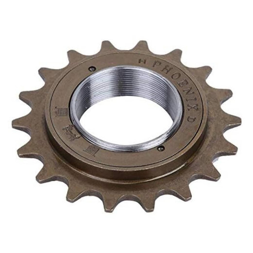 18-tooth thread-on freewheel sprocket with silver inner threads, dark bronze finish