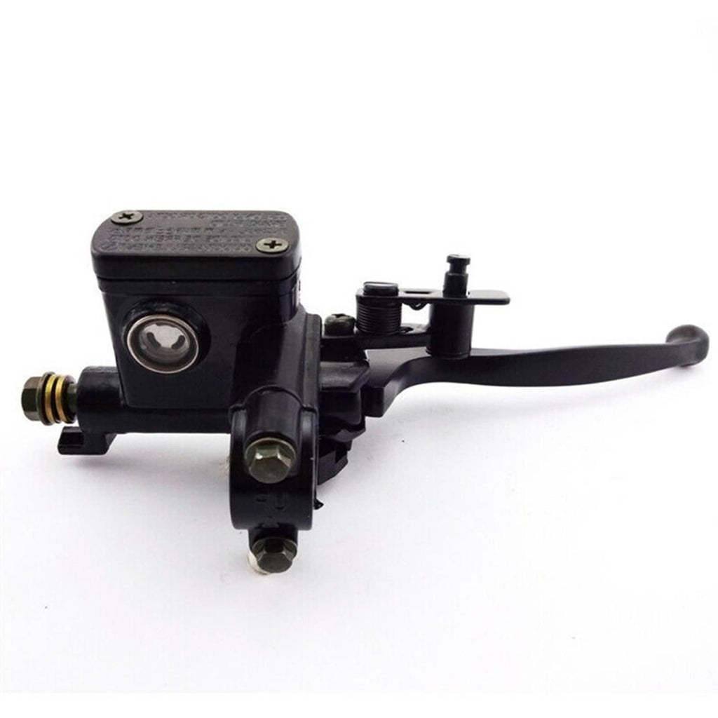 Right brake master cylinder lever with black reservoir and side inlet fitting