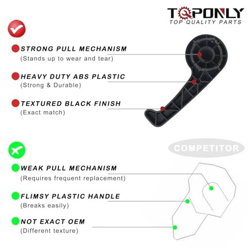 Black hood latch release handle assembly diagram with pull mechanism and textured finish