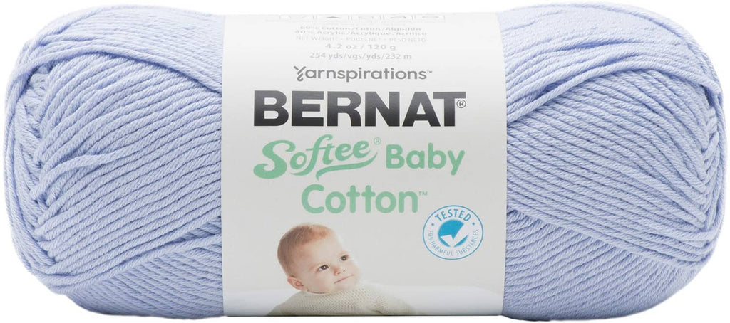 Pale periwinkle baby cotton yarn skein, Bernat Softee Baby, 120 g