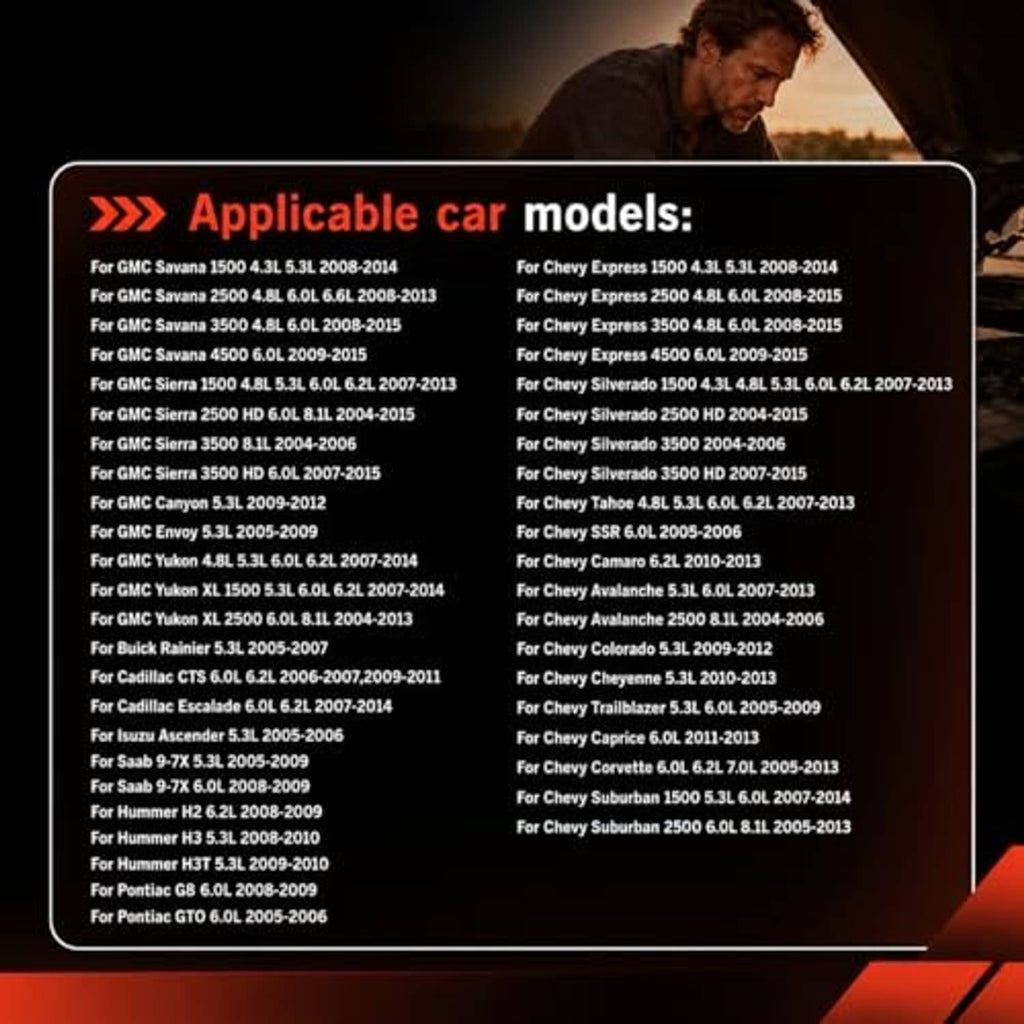 Applicable car models compatibility list graphic with multiple vehicle model numbers