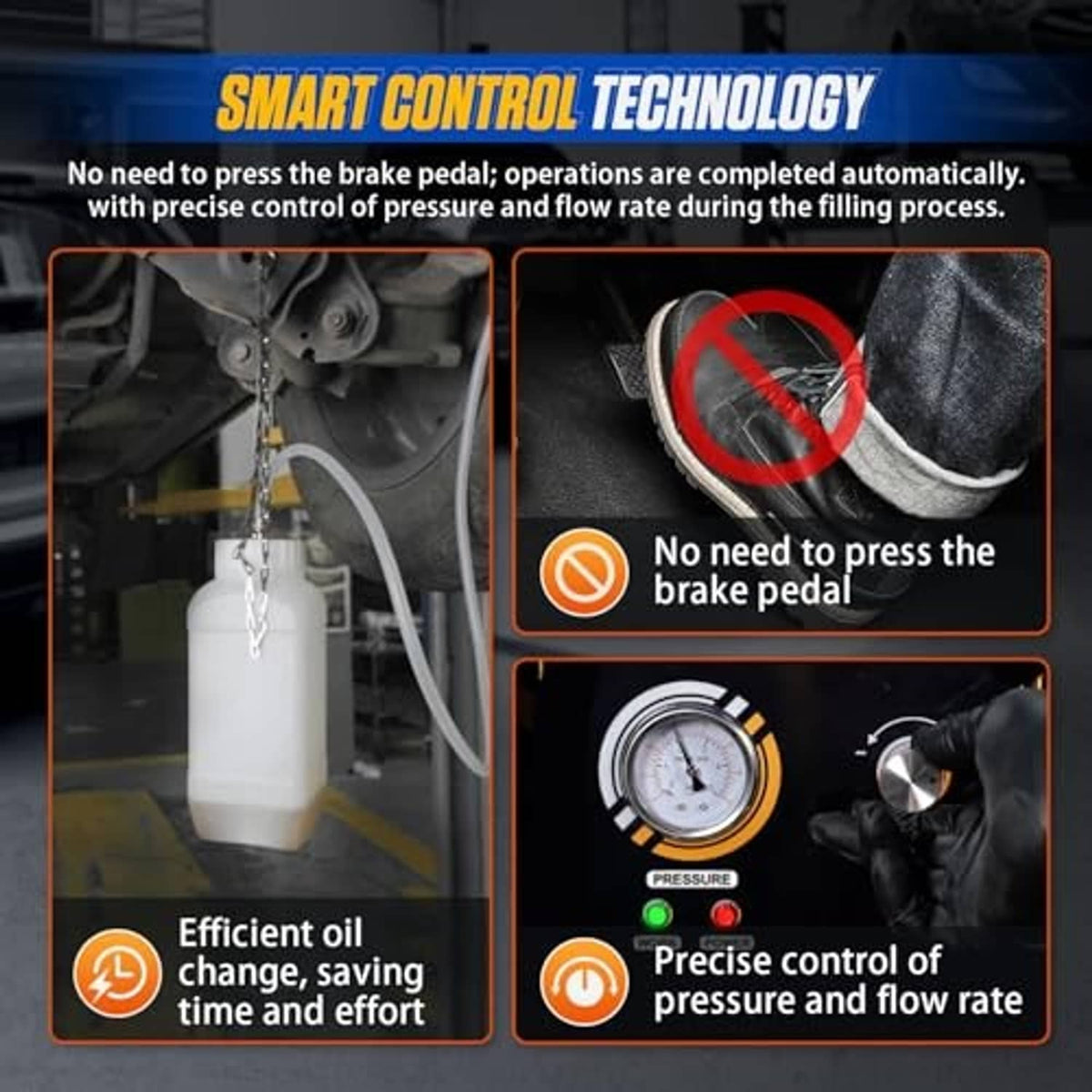 Brake fluid bleeder machine with pressure gauge controls and hanging fluid bottle setup