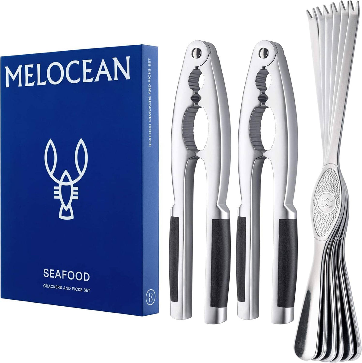 MELOCEAN seafood cracker and fork kit with blue box and metal tools