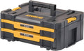 DEWALT TSTAK double-drawer tool organizer, dark gray with yellow TSTAK labels