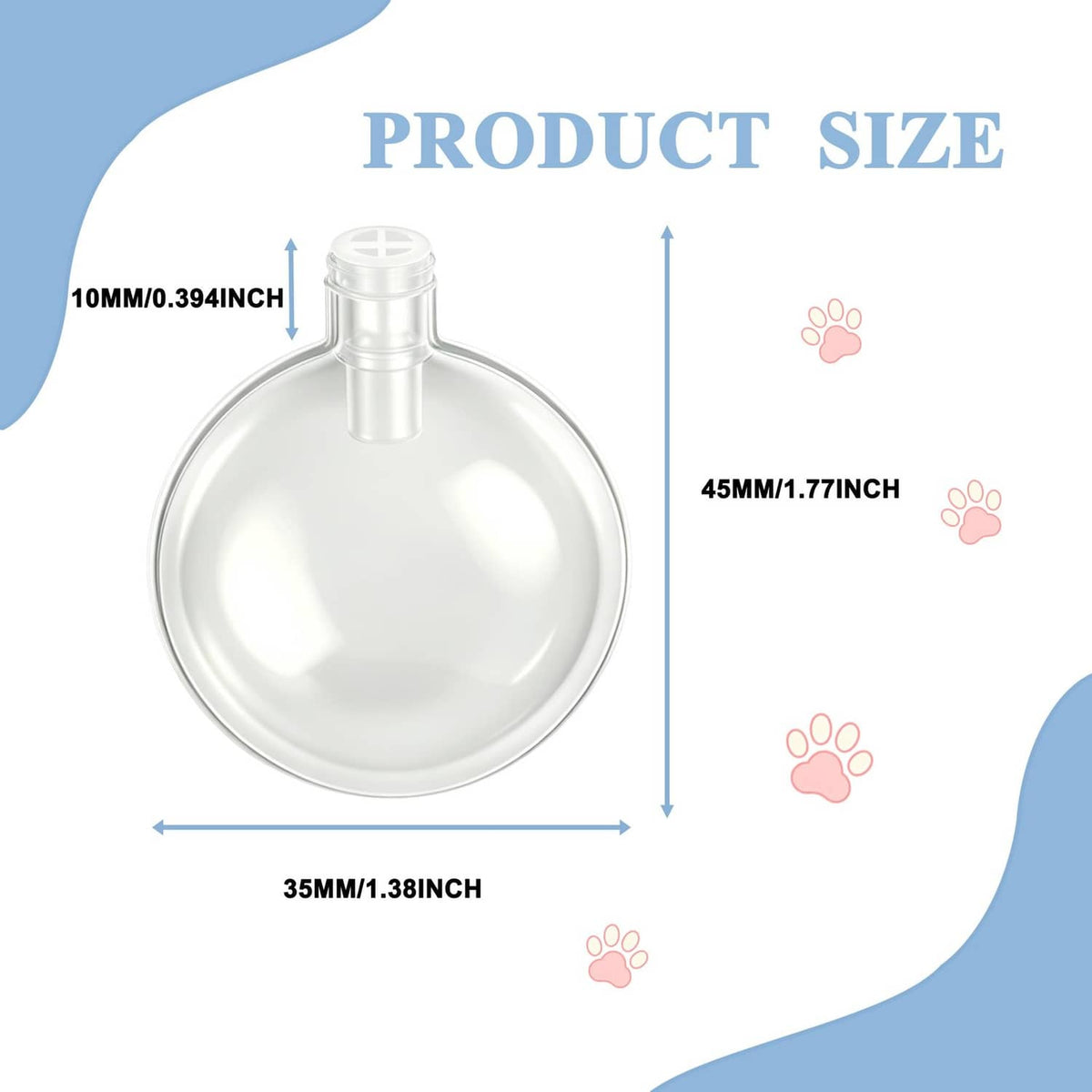 Transparent dog toy squeaker bulb with short tube; round dome shape