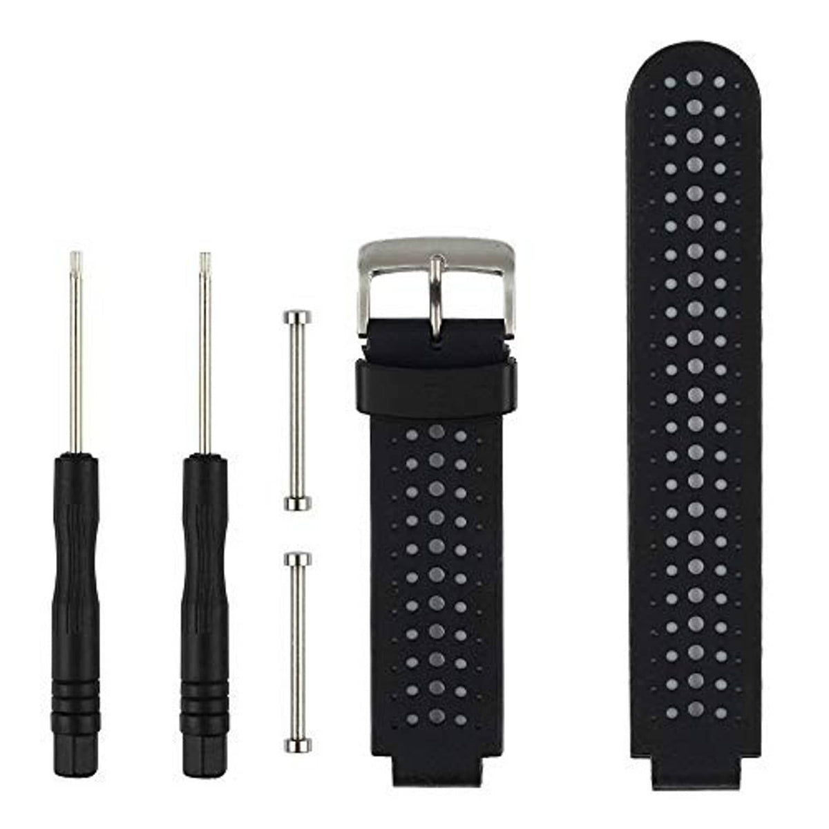 Black perforated watch band with metal spring bars, for Garmin Approach S20/S5/S6