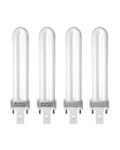 Set of four white 9W replacement insect-trap bulbs with 2-pin base