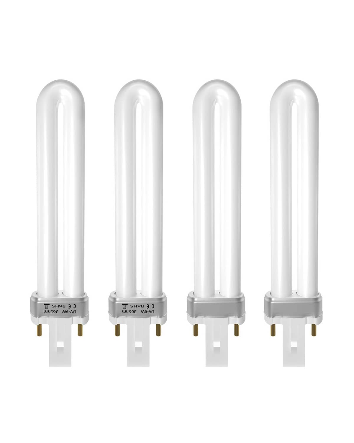 Set of four white 9W replacement insect-trap bulbs with 2-pin base