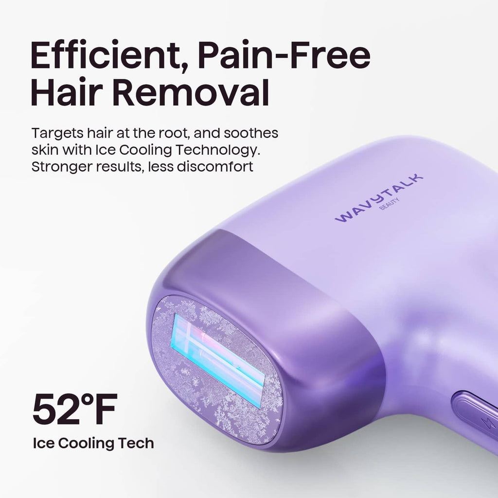 Wavytalk purple IPL device with cooling window on the treatment head