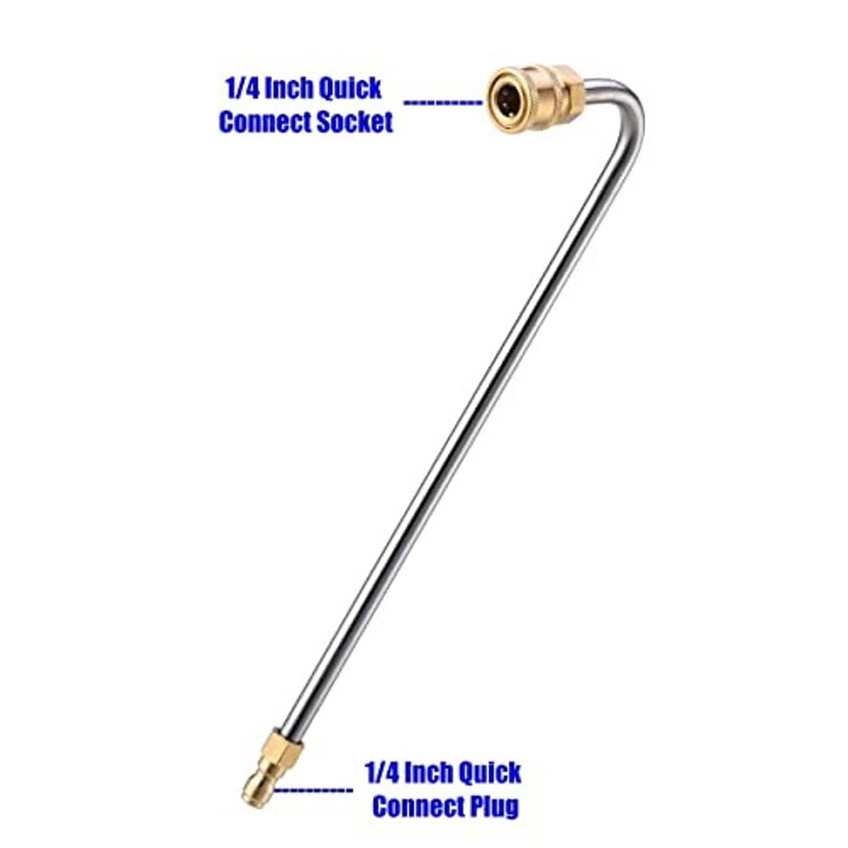 Angled stainless steel wand with 1/4 in quick-connect socket and plug