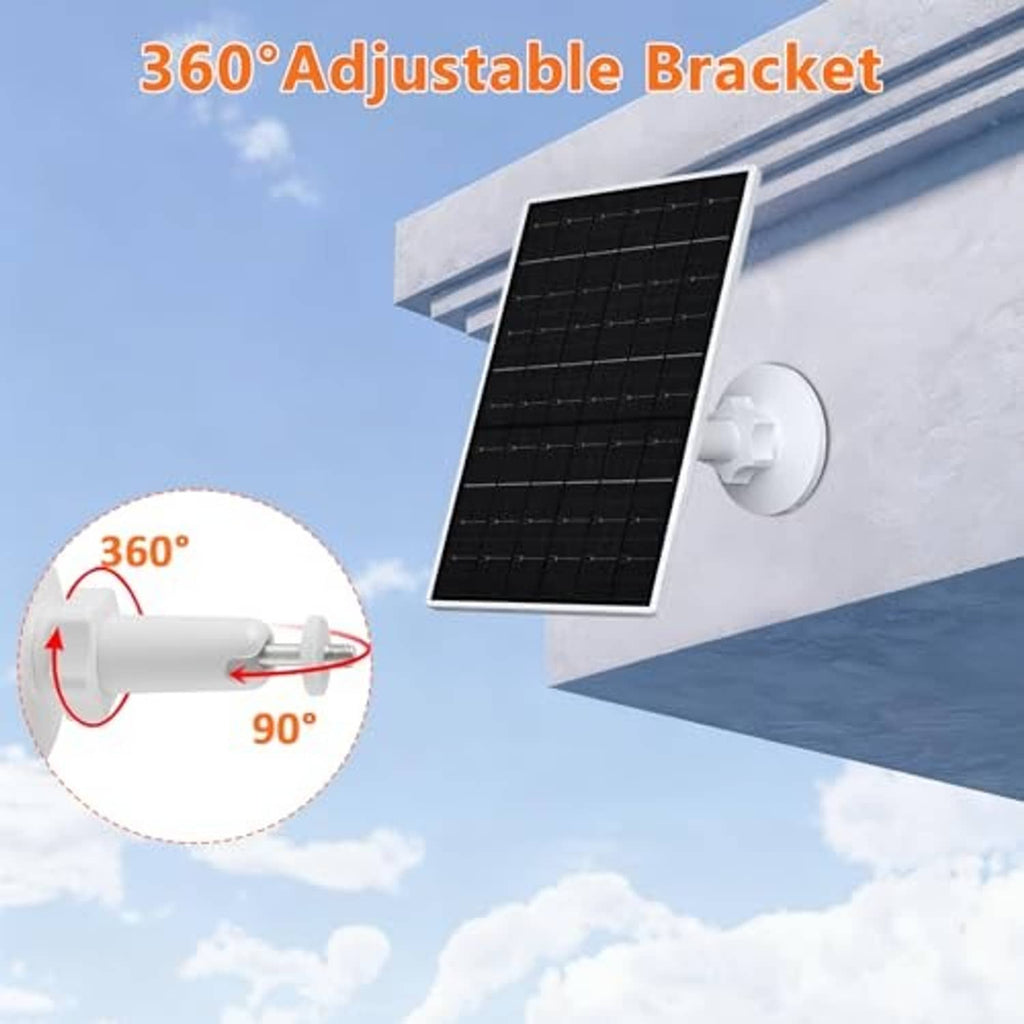 Solar panel with white 360° adjustable wall bracket and black panel