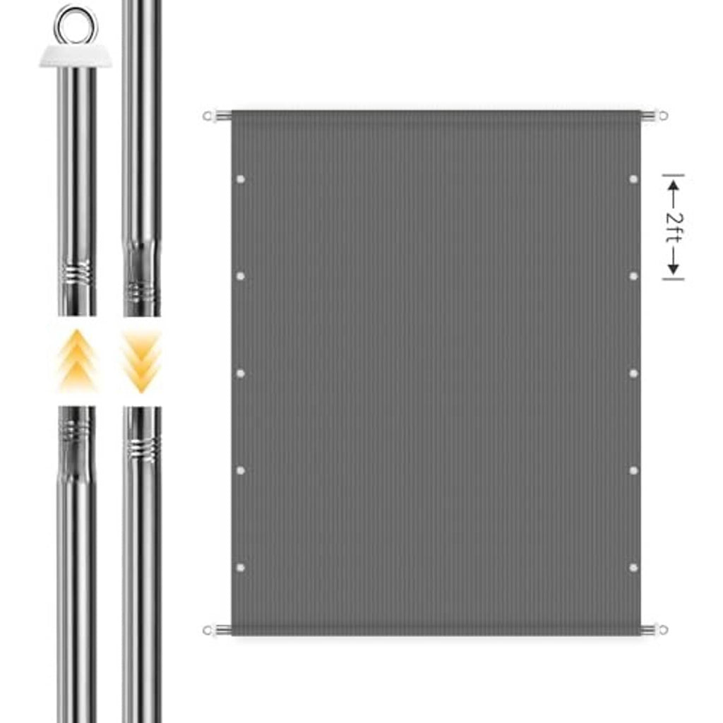 Square dark gray shade fabric panel with corner eyelets and grommet attachment points