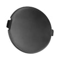 Black round tow hook cover cap with side latch tabs