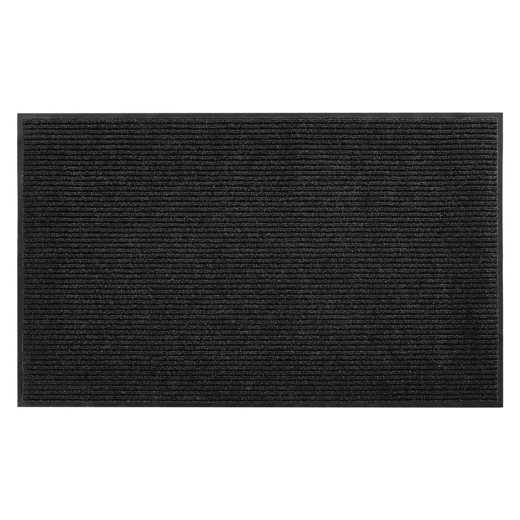 Rectangular black ribbed floor mat with uniform textured pattern across the surface.