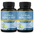 Citrus bergamot capsule bottles, 2-pack of black jars with blue “Citrus Bergamot” labels
