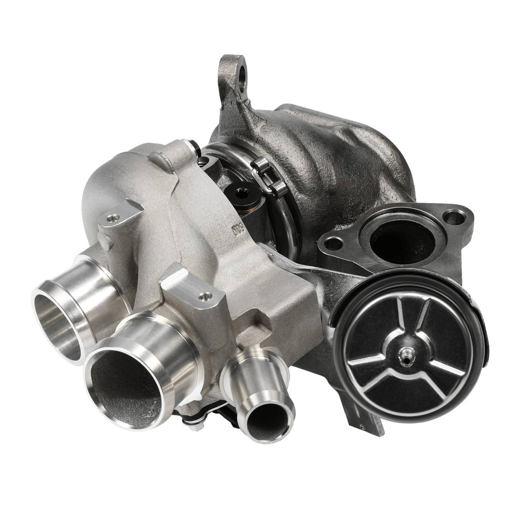 Left and right turbocharger set with silver metal housings and compressor wheel