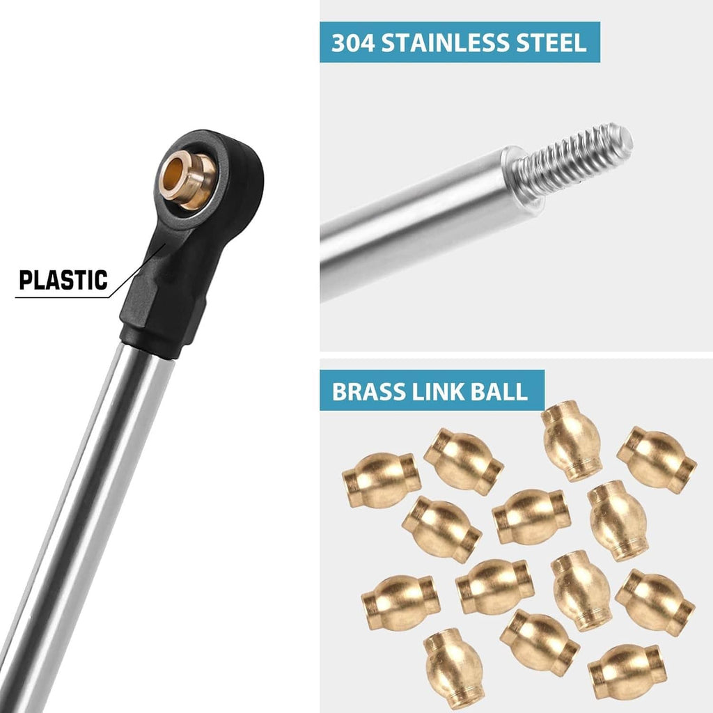Stainless steel link rod with black plastic ball joint and brass link ball ends