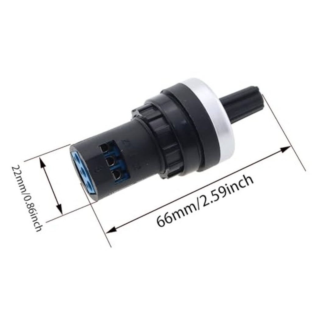 Panel-mount potentiometer with blue 3-pin terminal and black cylindrical housing