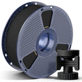 Black PETG carbon fiber 3D printing filament spool with textured blue reel frame