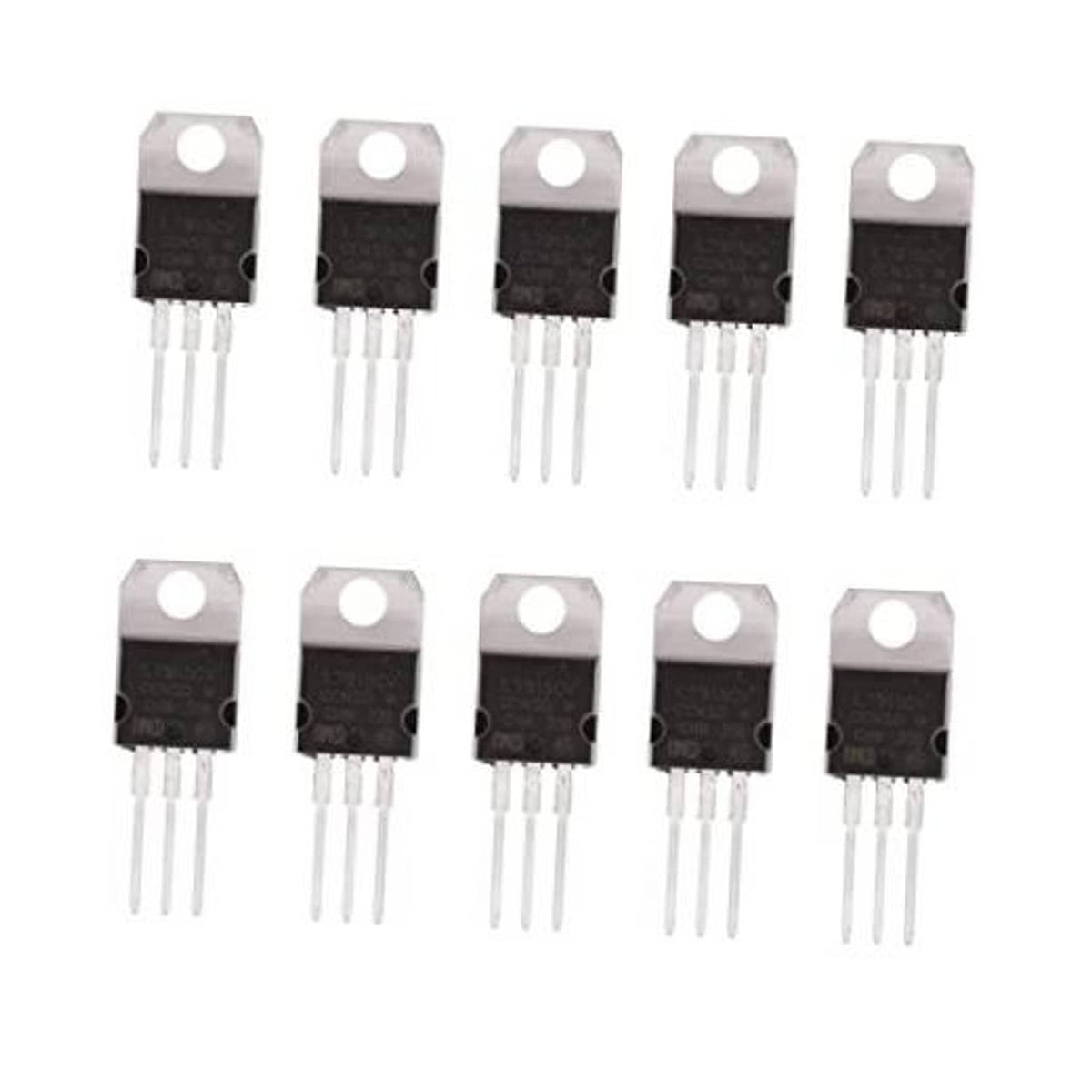 Set of 10 TO-220 negative voltage regulator chips with three-pin leads