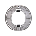 Rear brake shoes set with metal backing plate and two return springs