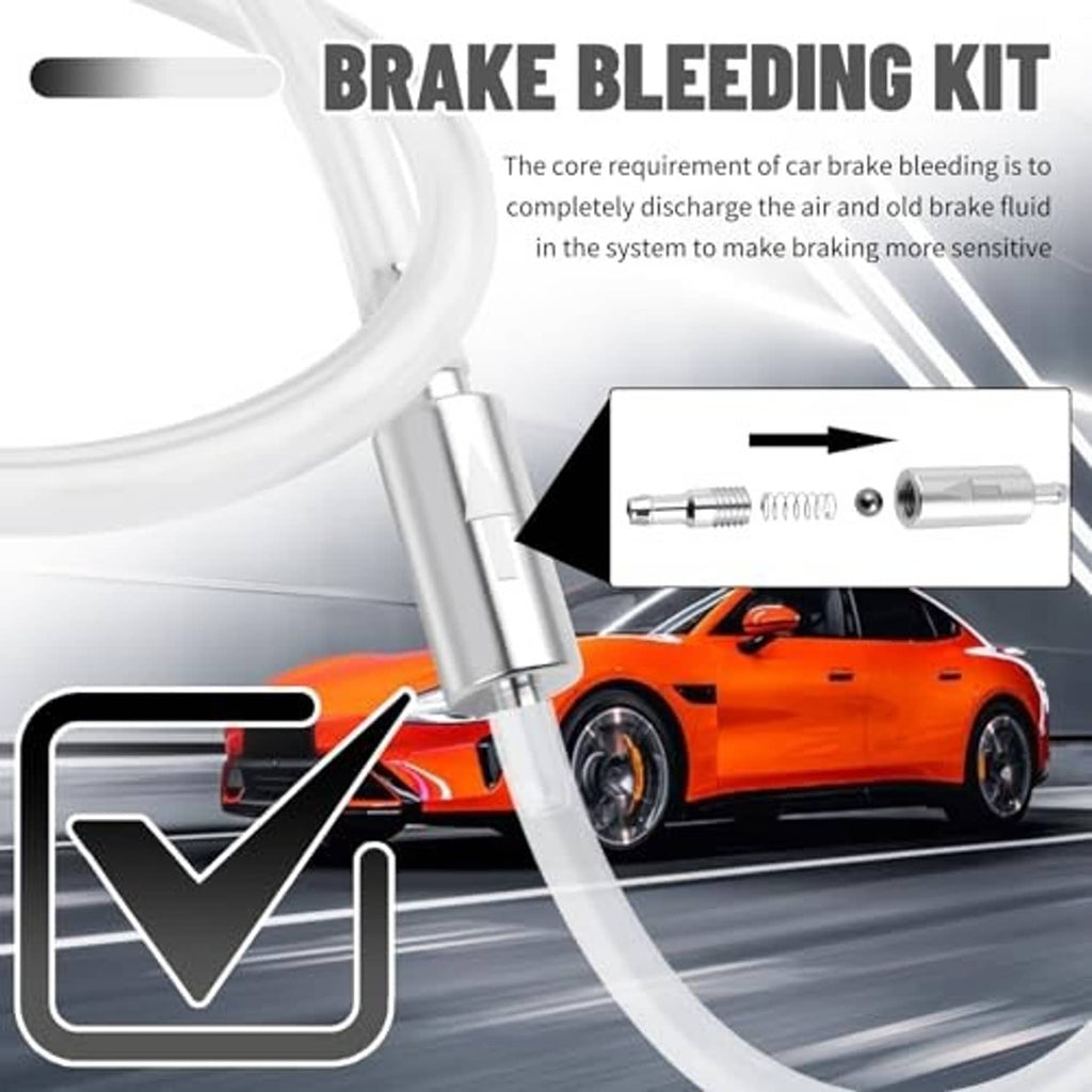 Brake bleeding kit with check valve assembly and drain hose for old brake fluid removal
