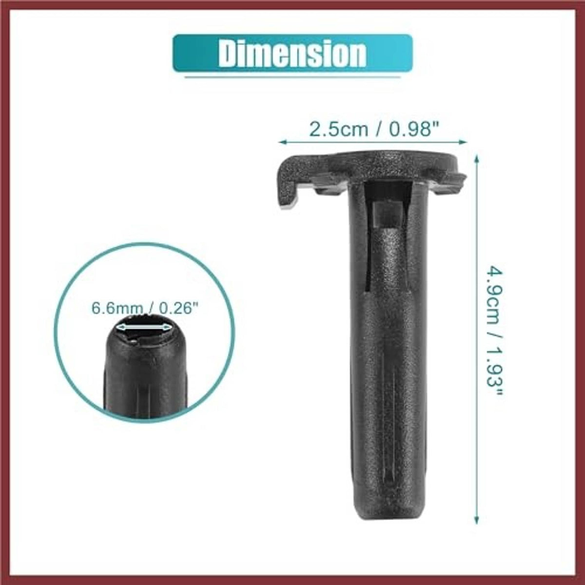 Black upper radiator rubber mount bracket with clip top and cylindrical body
