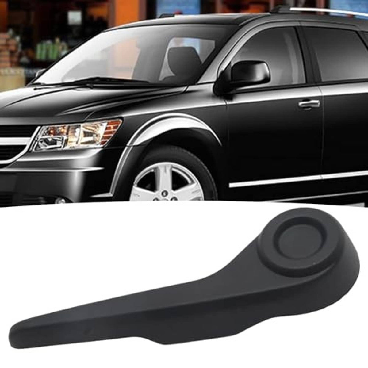 Black seat recliner handle lever, front passenger side, molded plastic.