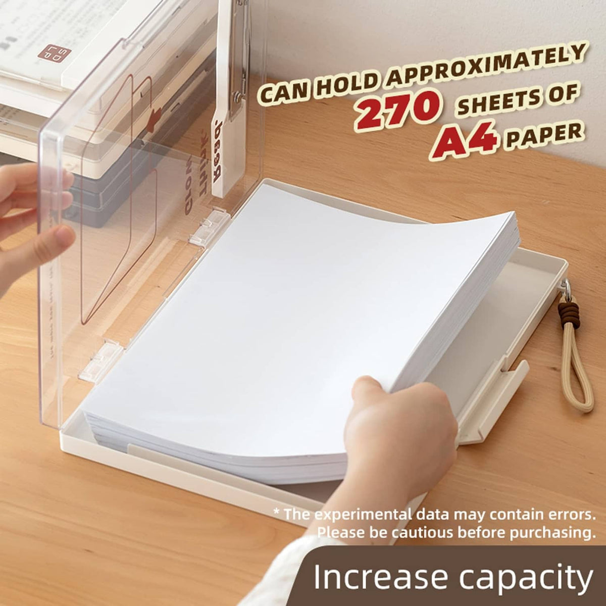 Clear inner plastic folder with stacked A4 pages inside white clipboard