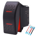 Waterproof rocker switch toggle with red LED, on/off/on, black housing and terminals