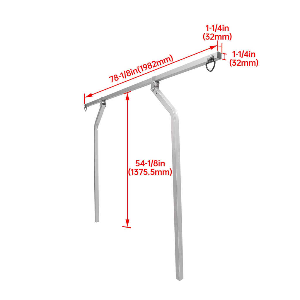 Trailer cross bar system kit with top rail, curved supports, and measured dimensions