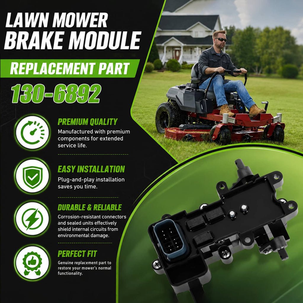 Lawn mower brake control module replacement, black module with multi-pin connector
