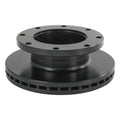 Vented bolt-on disc brake rotor with drilled mounting holes and slotted outer edge