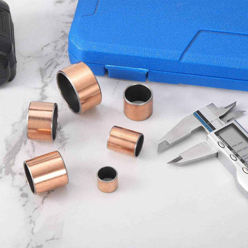 Brass sleeve bearings with black inner lining, multiple cylindrical rings
