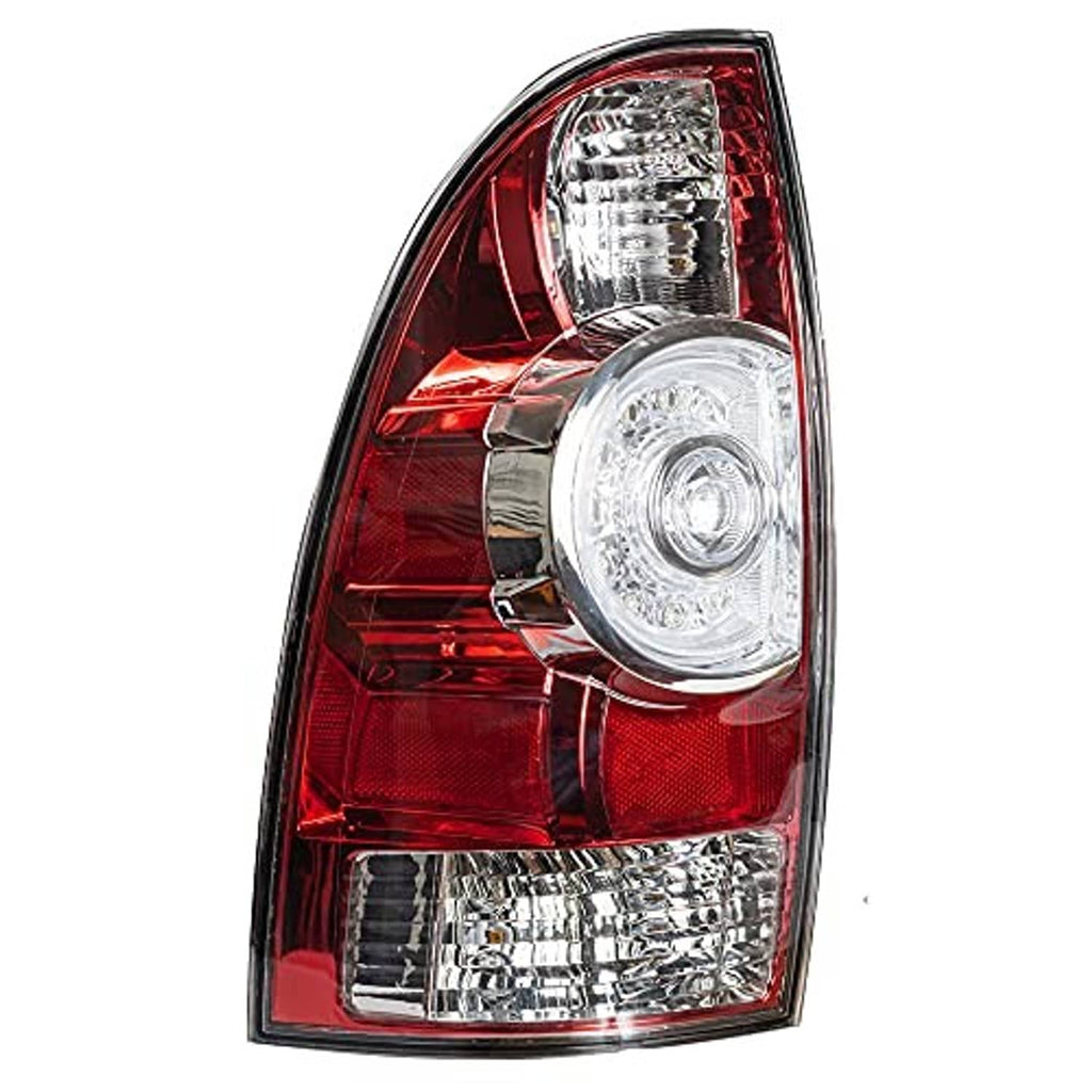 Passenger-side tail light assembly with red lens, clear bulb housing, chrome details