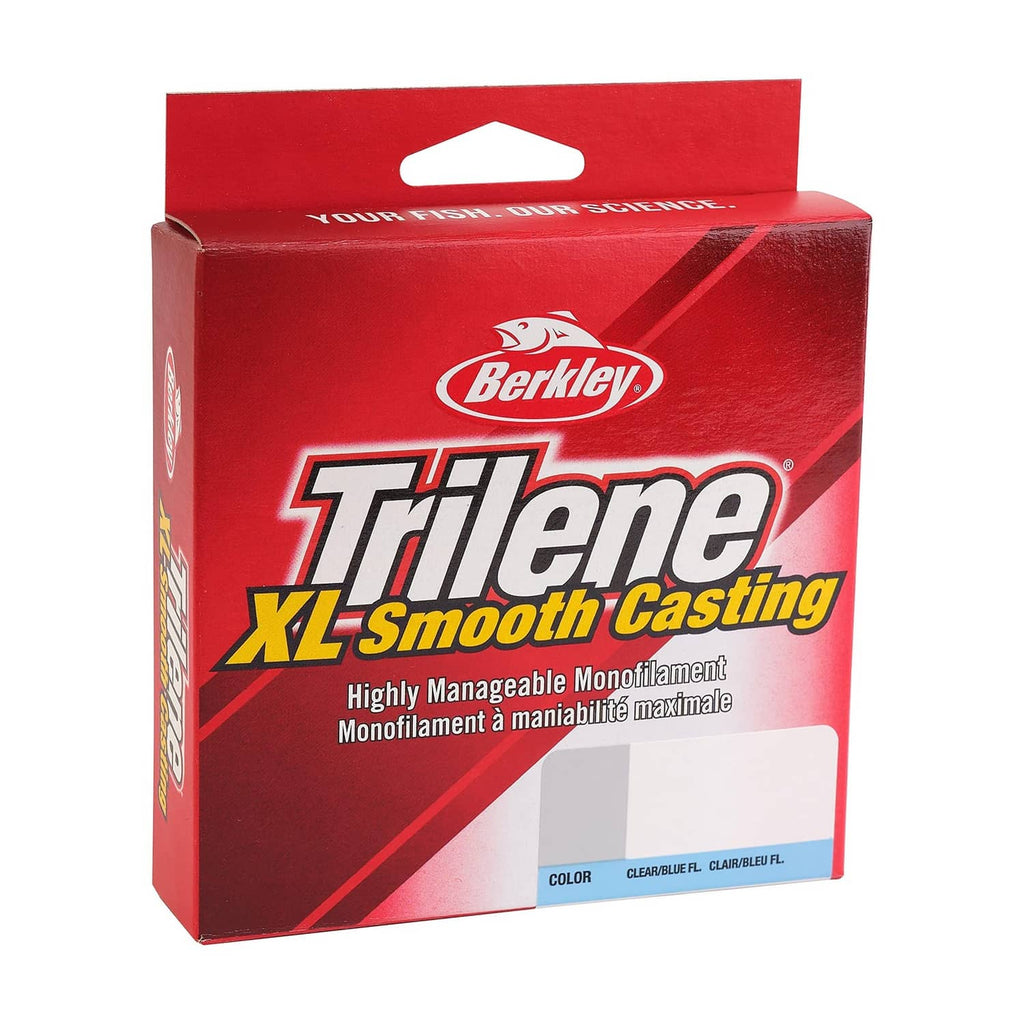 Fluorescent clear blue fishing line retail box with Trilene XL Smooth Casting front
