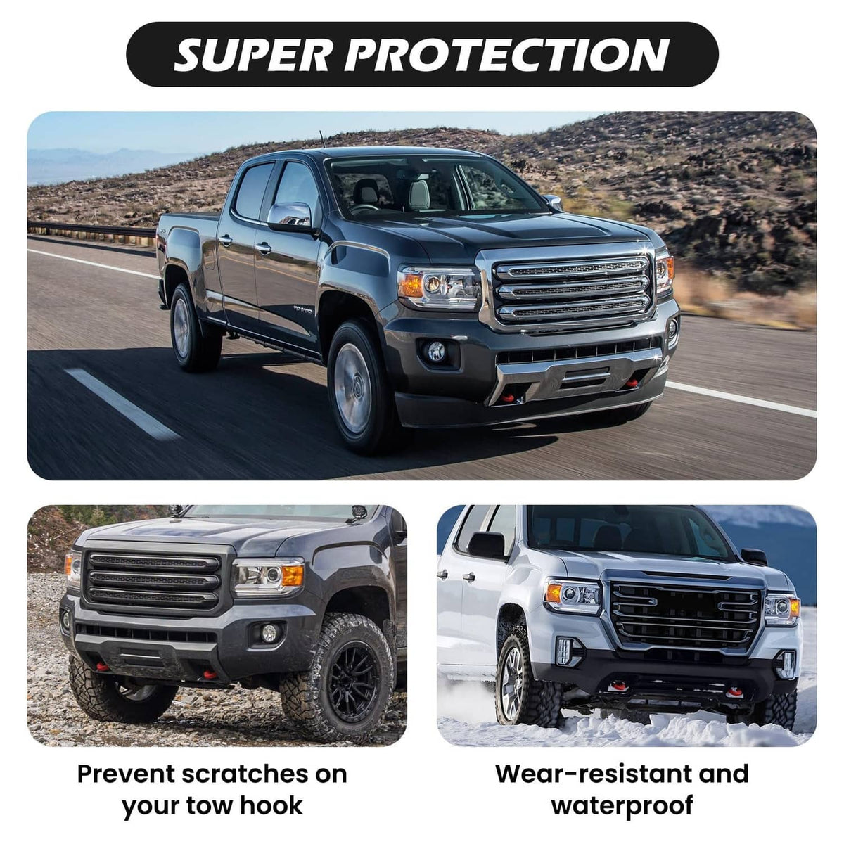 Silicone tow hook cover for vehicle tow hook, durable U-shaped protective cap
