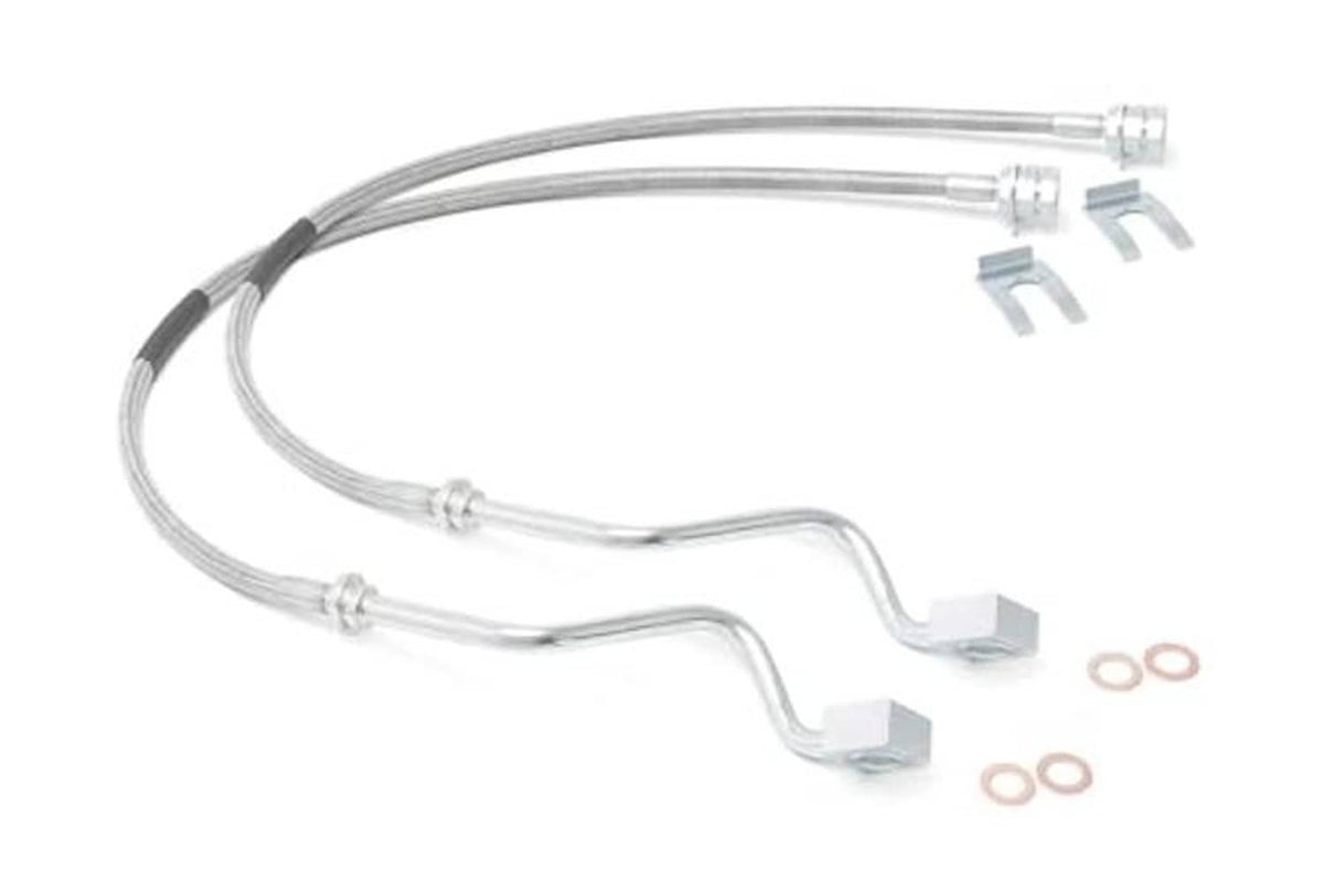Stainless braided front brake lines with fittings and small copper washers