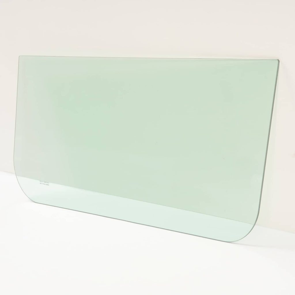 Mint green tinted glass window panel with rounded bottom corners