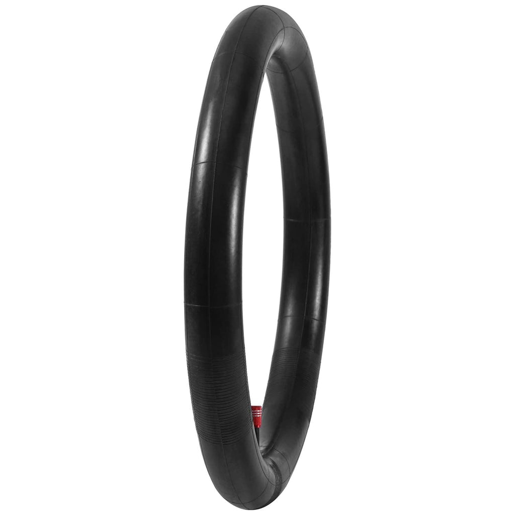 Black inner tube shown upright, partial red valve end visible