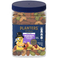 Unsalted mixed nuts jar with navy lid; clear container shows green and brown nuts