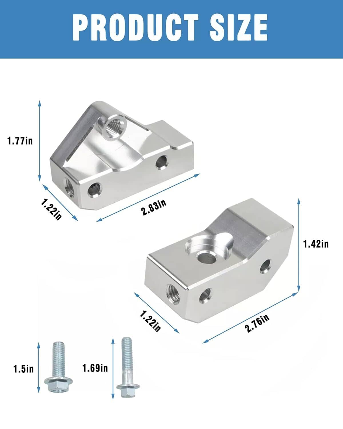 Knock sensor relocation bracket kit, two silver brackets and two hardware bolts