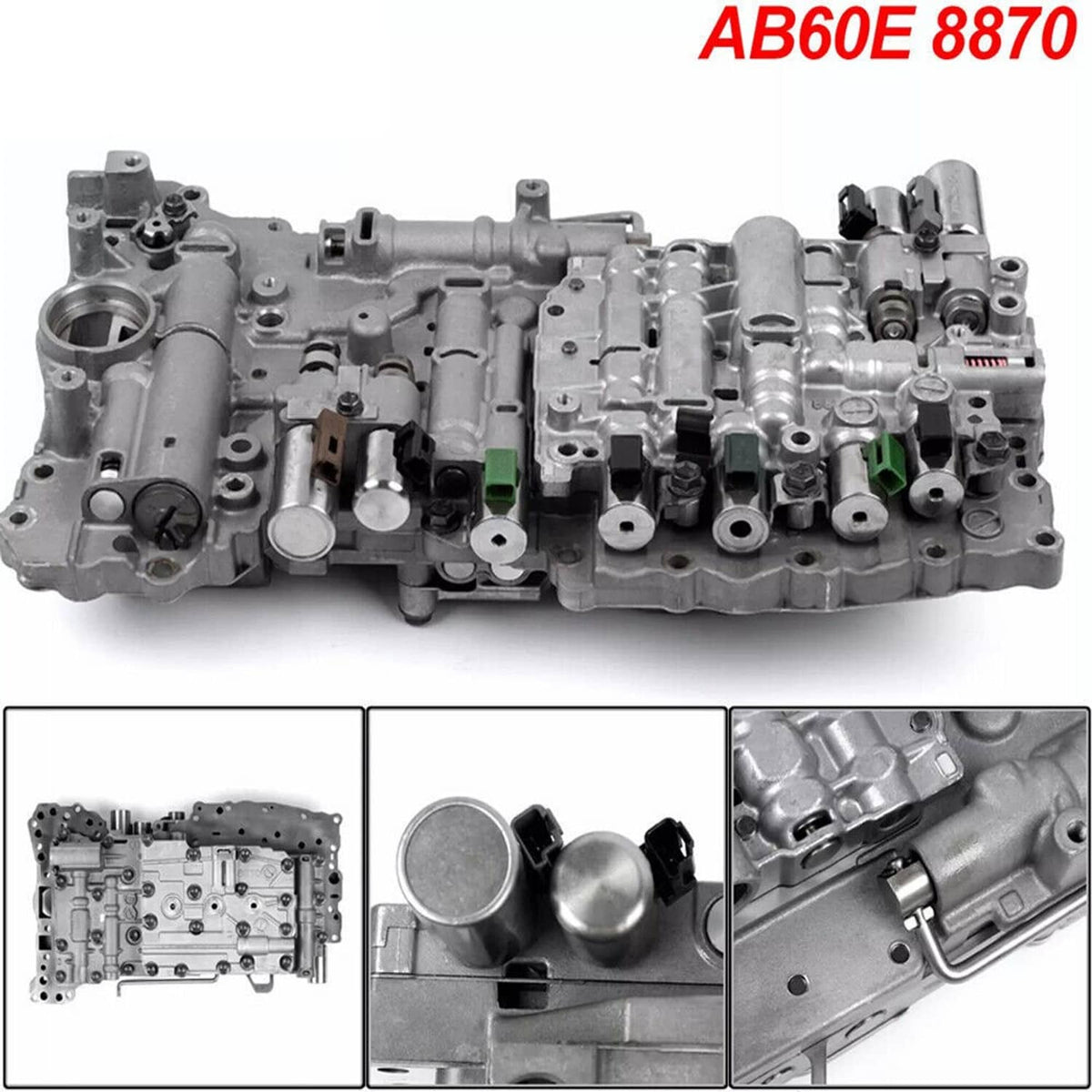 Cast transmission valve body with solenoids and ports, gray metal housing