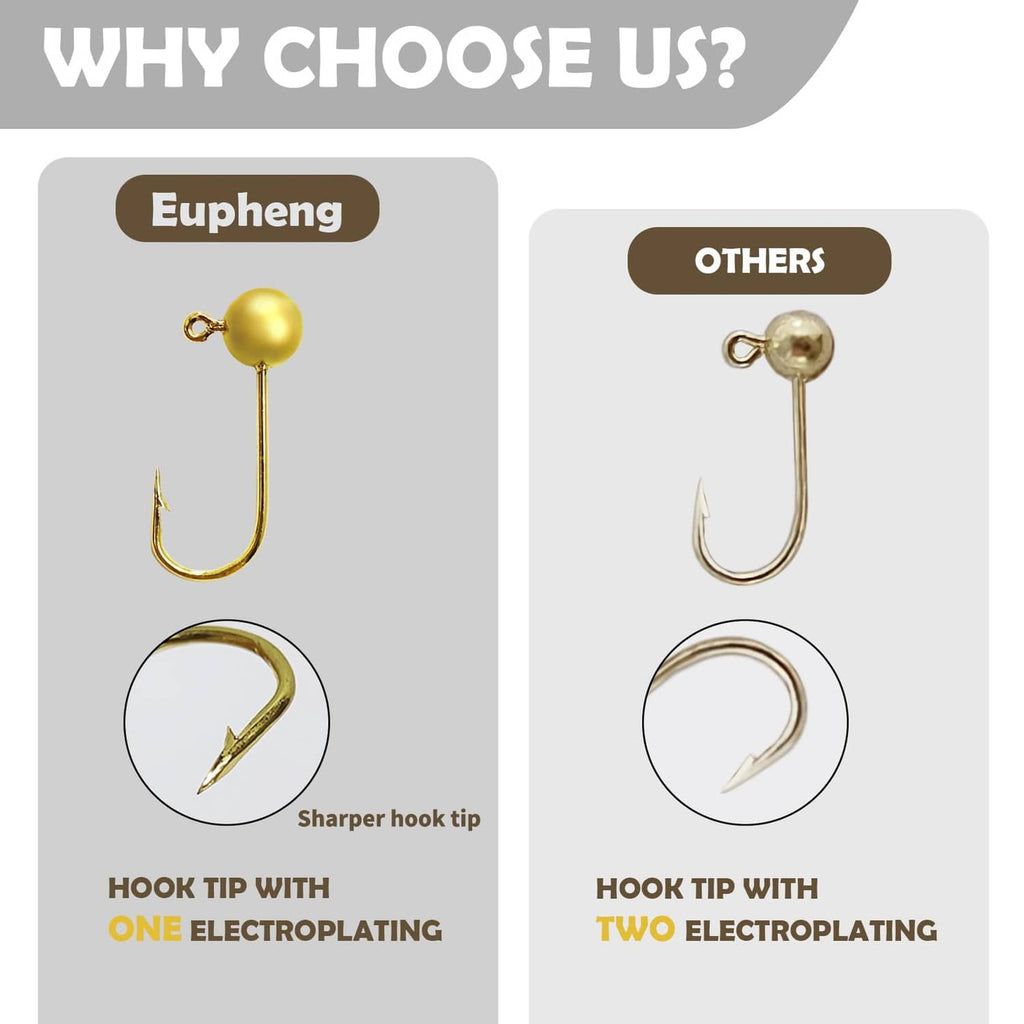 Silver jighead fly hooks with electroplated hook tip