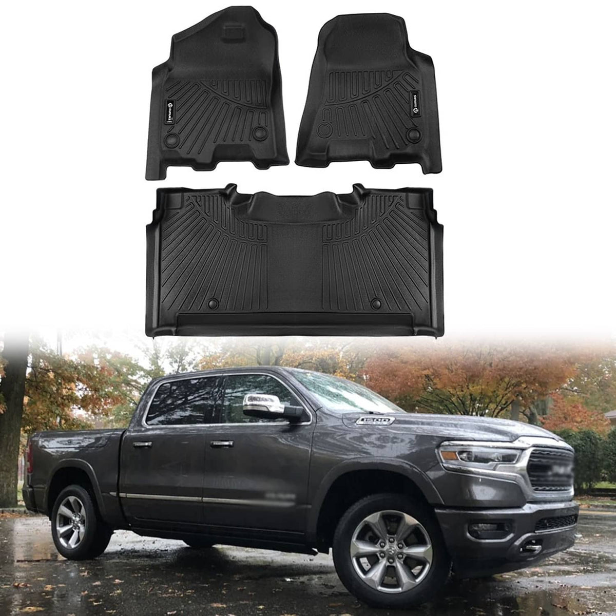 RivetOak For 2019-2026 Dodge Ram 1500 Crew Cab (NOT Classic Models) TPE Floor Mats Set