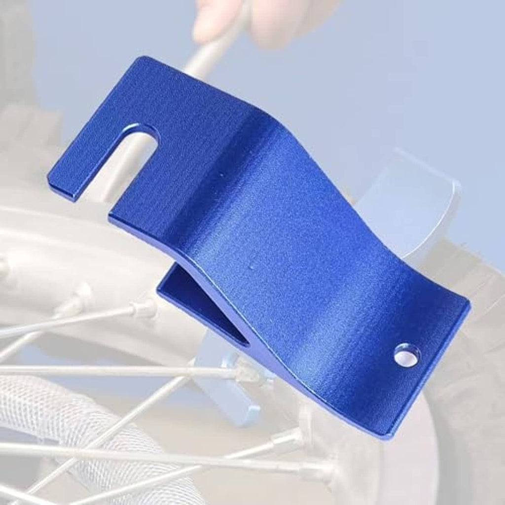 Blue tire bead holder tool with notch handle and oval opening