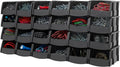24-pack extra small black stackable storage bins with multiple labeled compartments