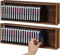 Wooden cassette tape storage cabinet with open front, holding multiple cassette tapes