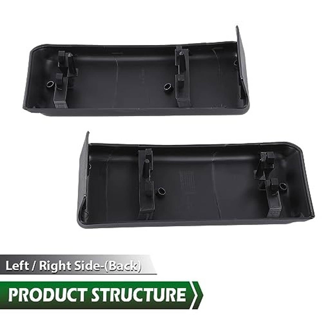 Left and right front bumper guard pads (back sides), black plastic