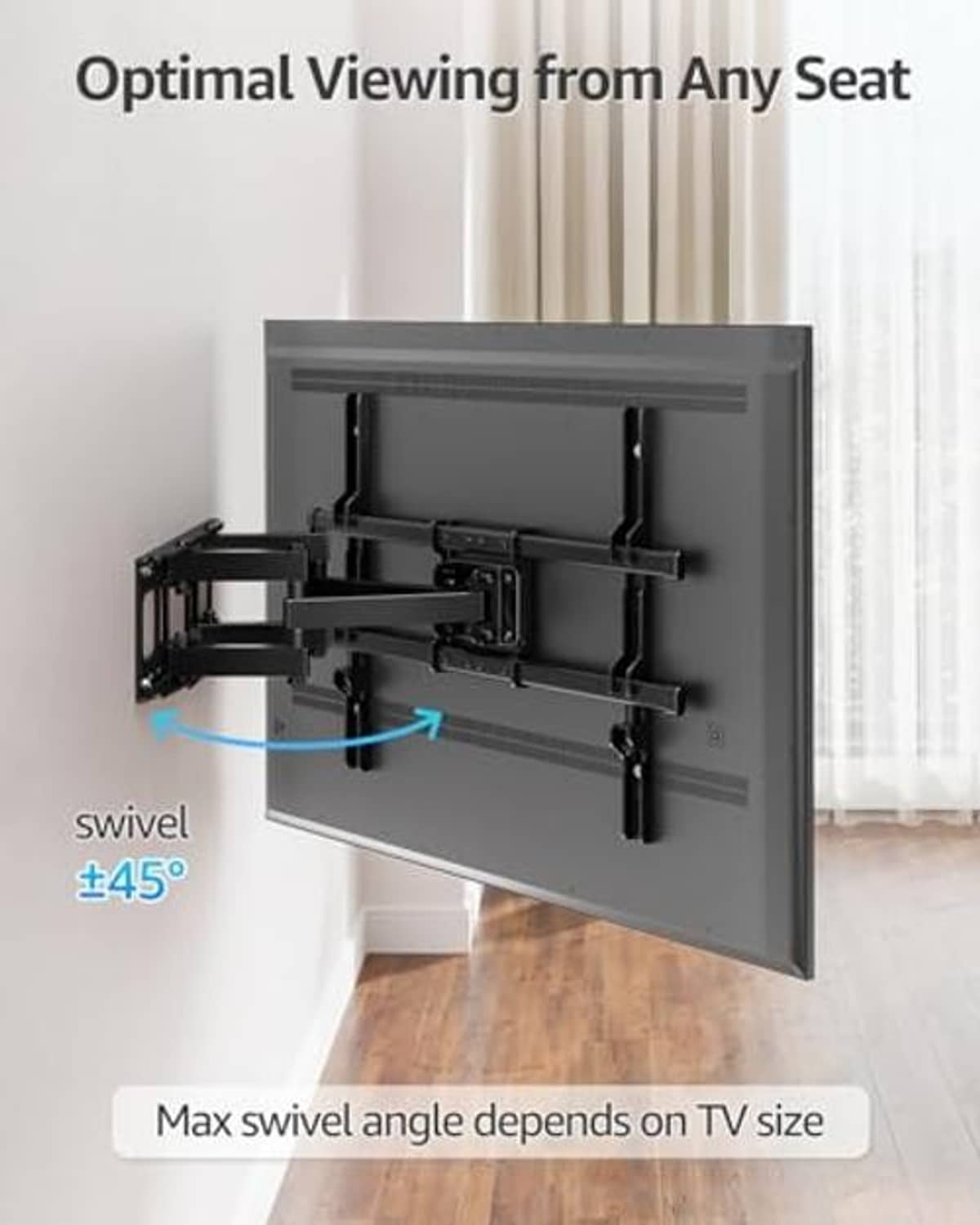 Swivel TV wall mount bracket for angled viewing, with locking arms and VESA plate, black